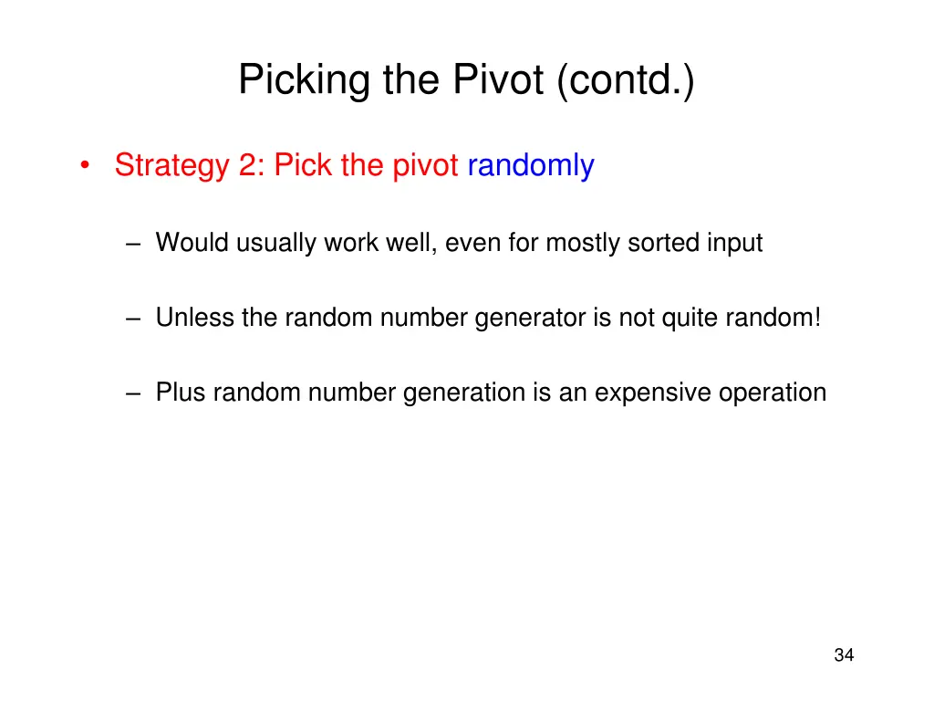 picking the pivot contd