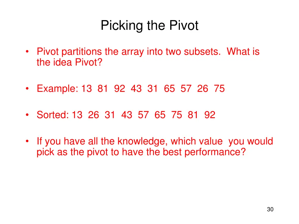 picking the pivot