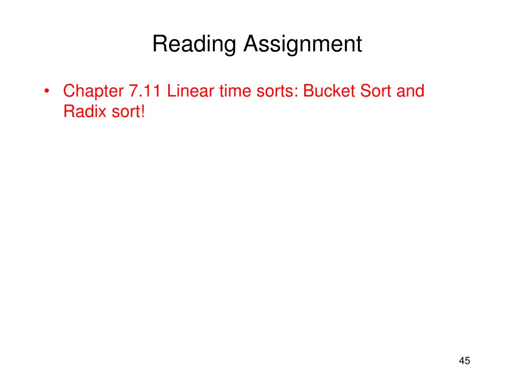reading assignment