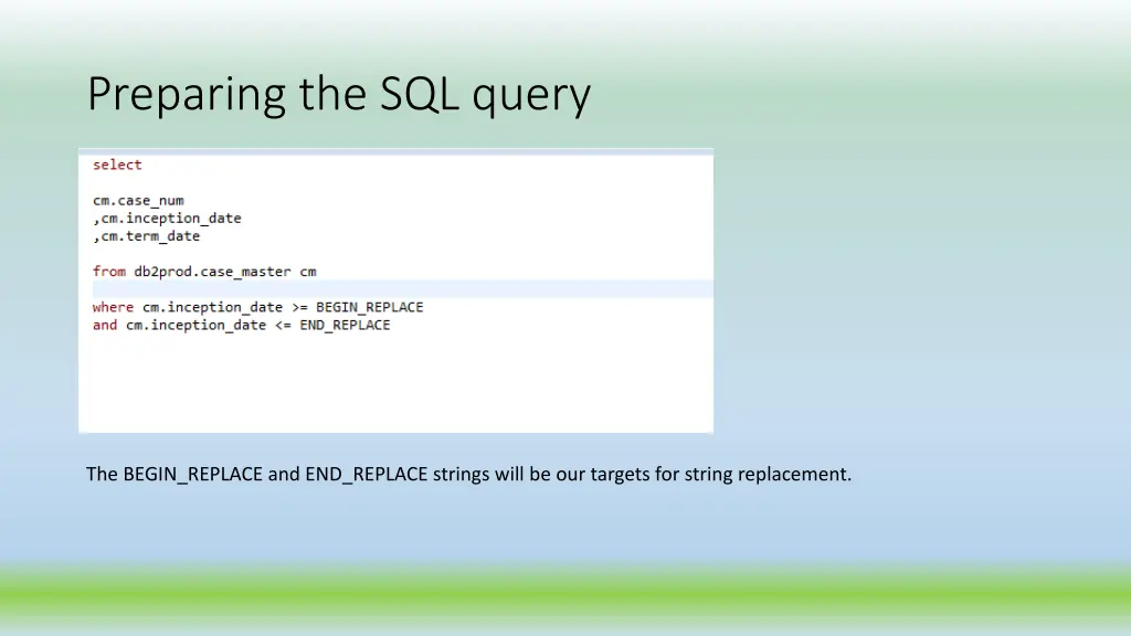 preparing the sql query