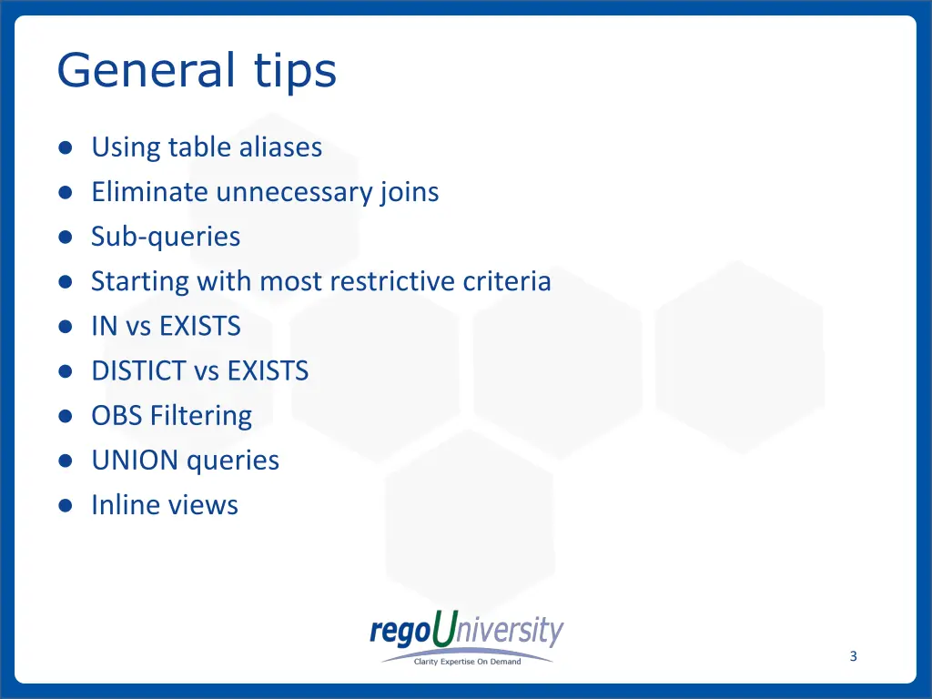 general tips