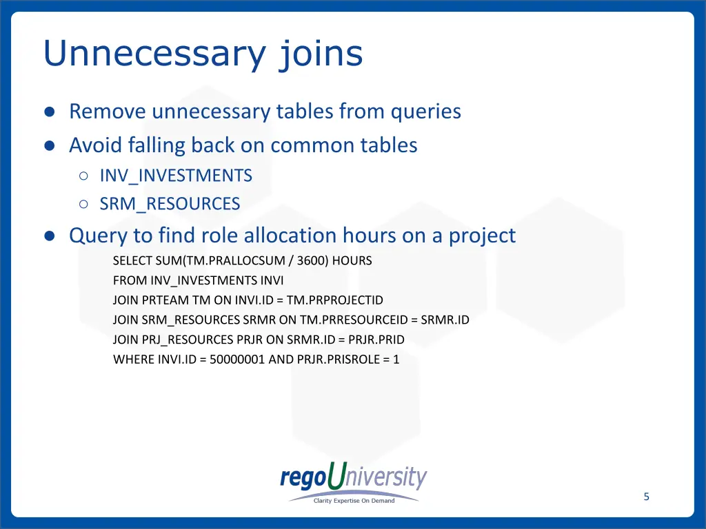 unnecessary joins