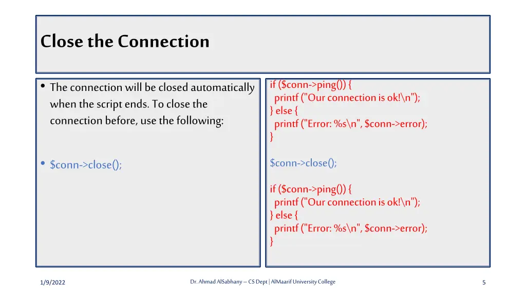 close the connection