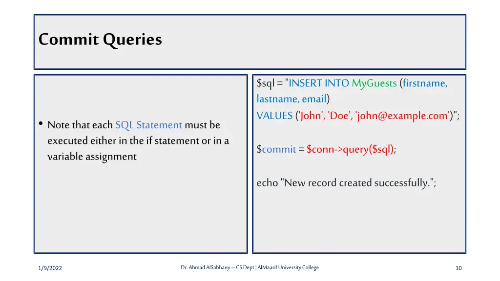 commit queries