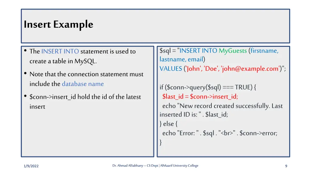 insert example