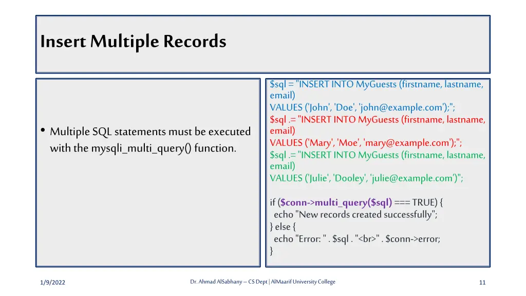 insert multiple records