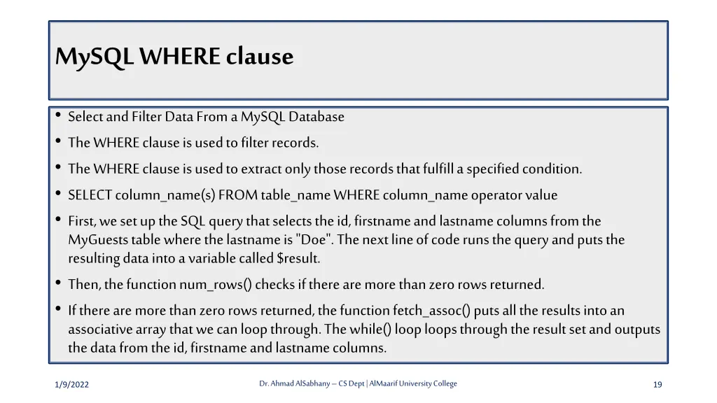 mysql where clause
