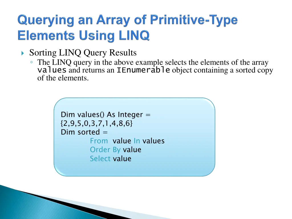 sorting linq query results the linq query