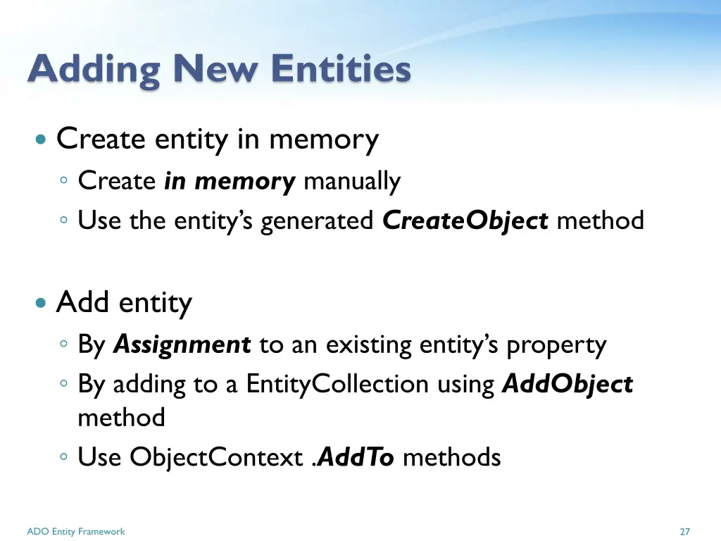 adding new entities