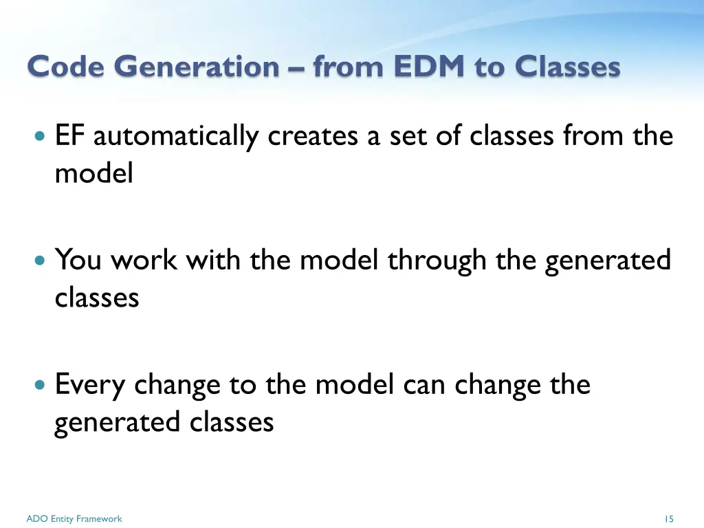 code generation from edm to classes