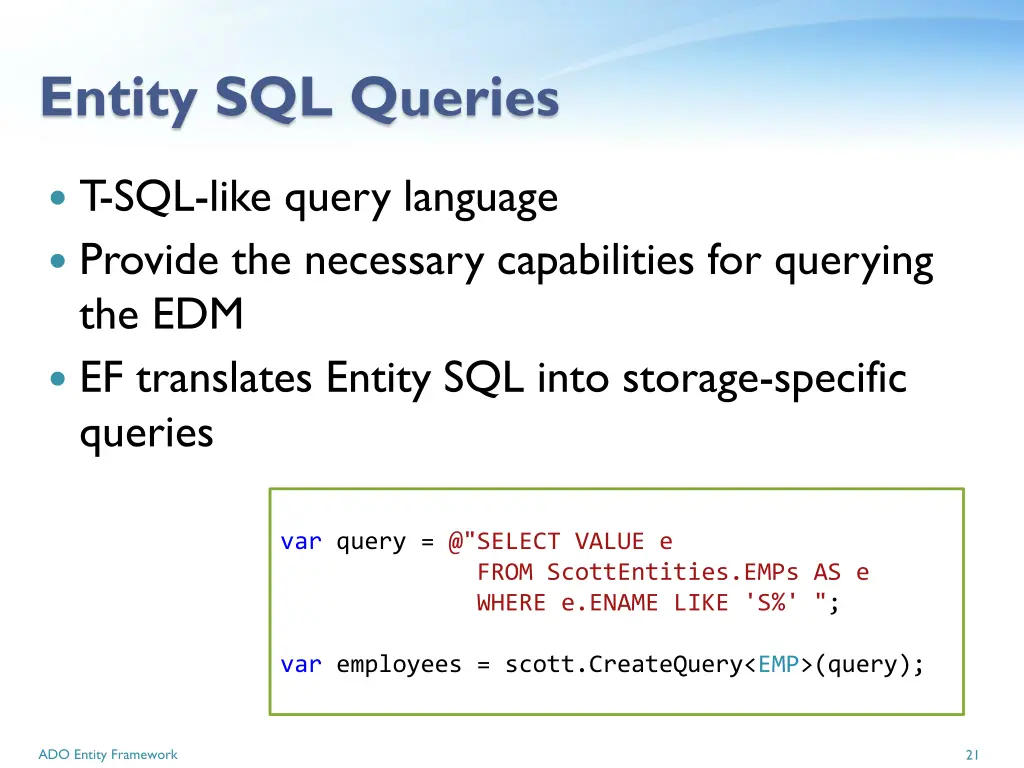 entity sql queries