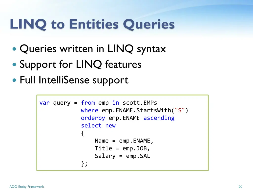 linq to entities queries