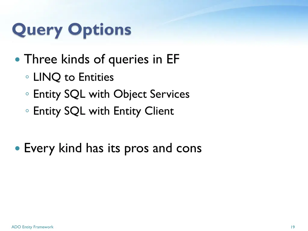 query options