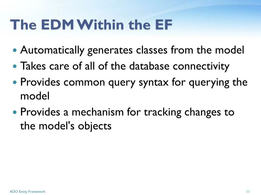 the edm within the ef
