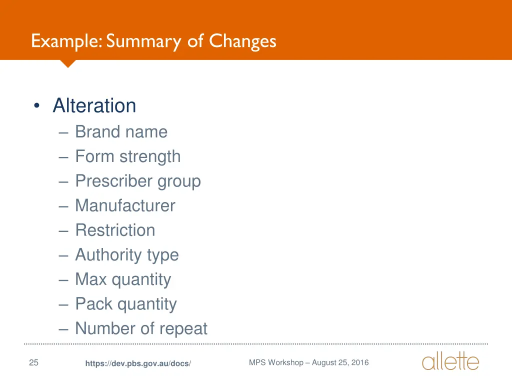 example summary of changes 2