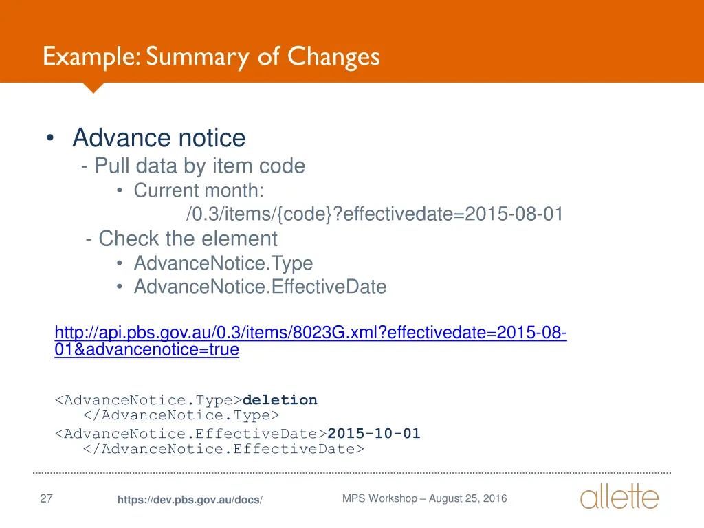 example summary of changes 4