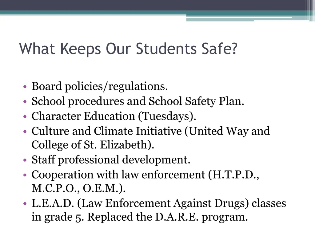 what keeps our students safe