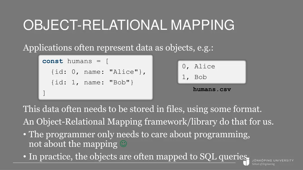 object relational mapping