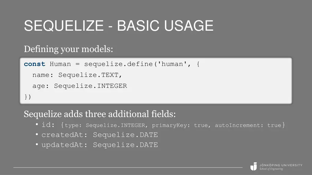 sequelize basic usage 1
