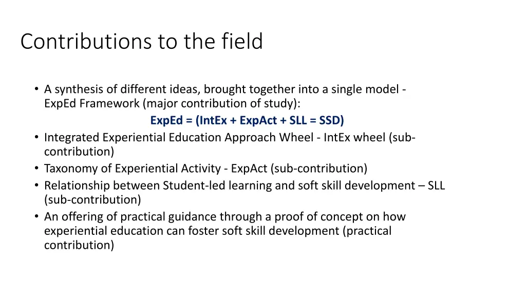 contributions to the field
