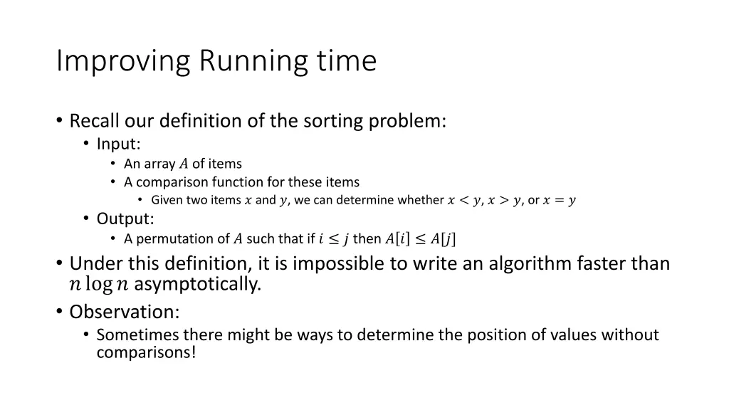 improving running time