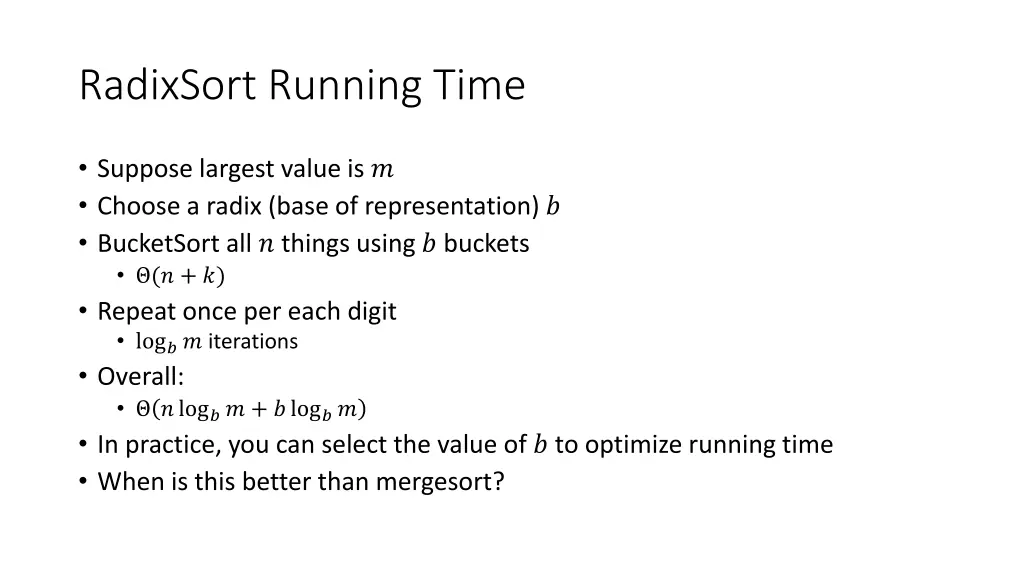 radixsort running time