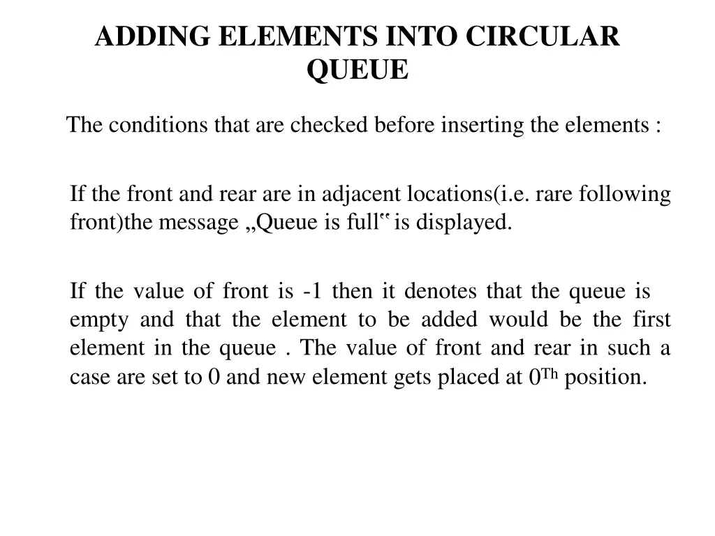 adding elements into circular queue
