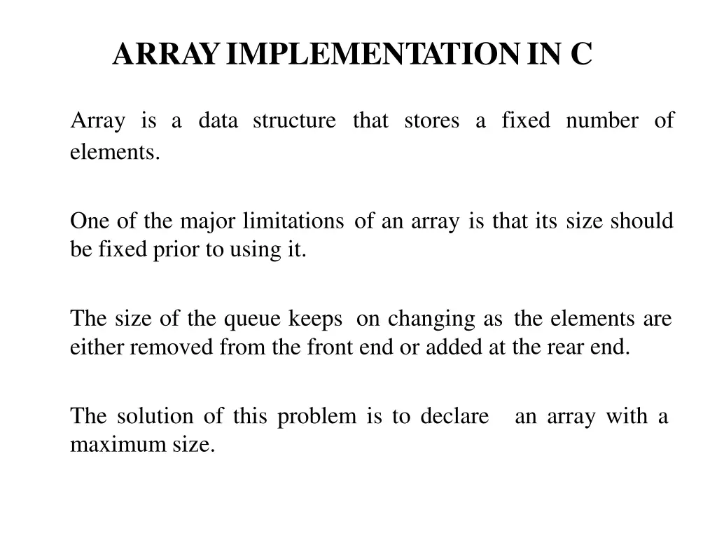 arrayimplementationin c