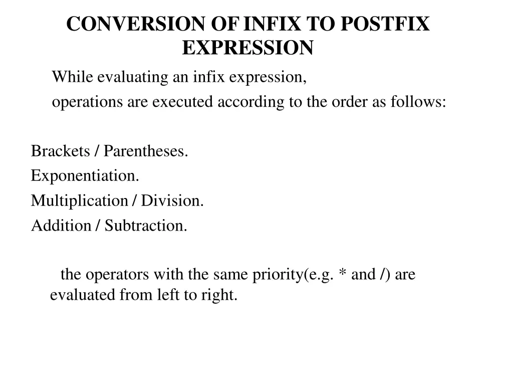 conversion ofinfix to postfix expression while