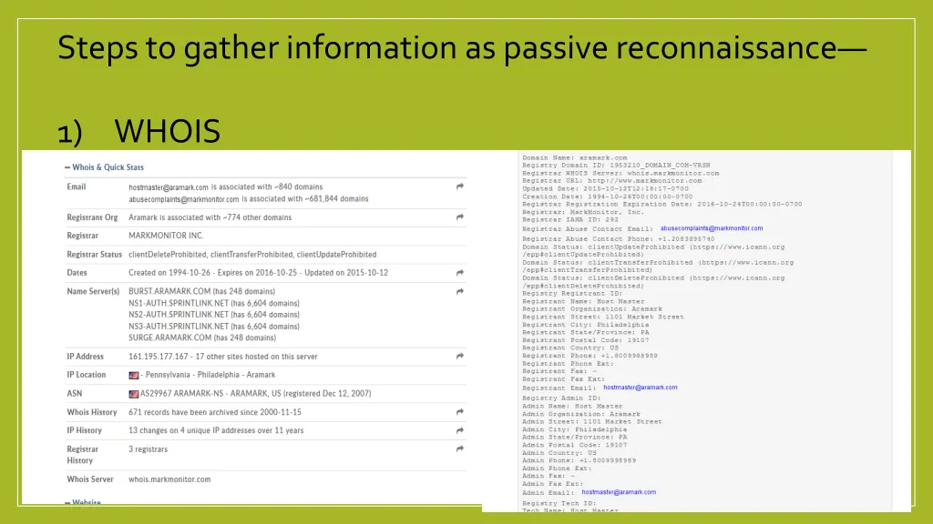 steps to gather information as passive