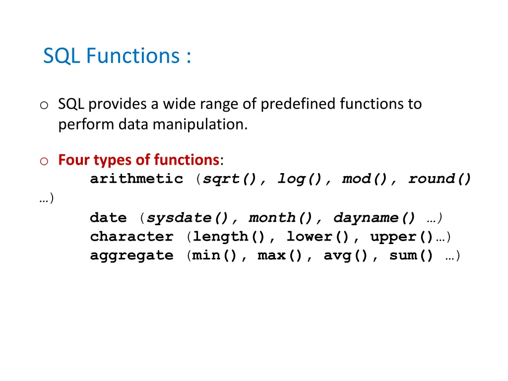 sql functions