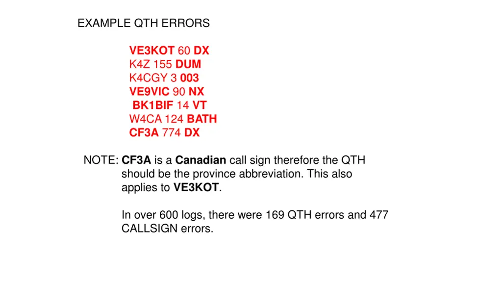example qth errors