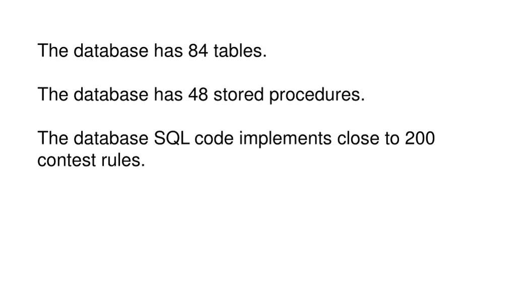 the database has 84 tables