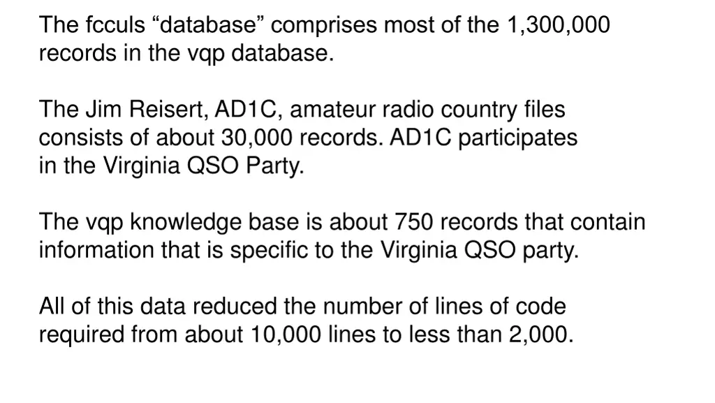 the fcculs database comprises most
