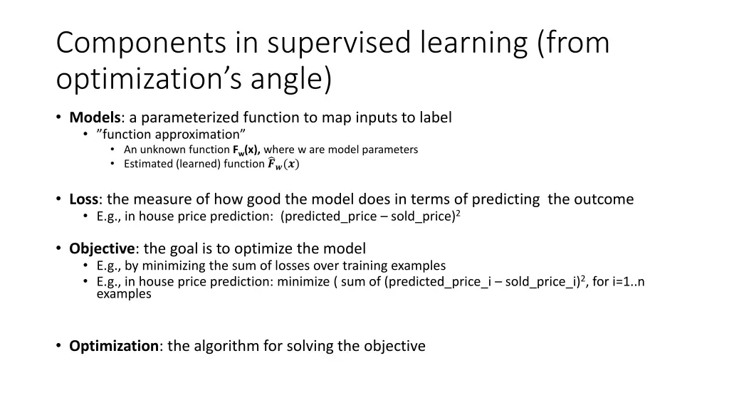 components in supervised learning from