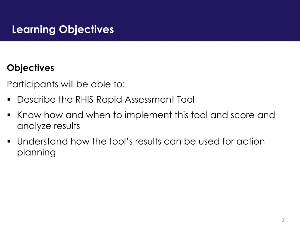 learning objectives