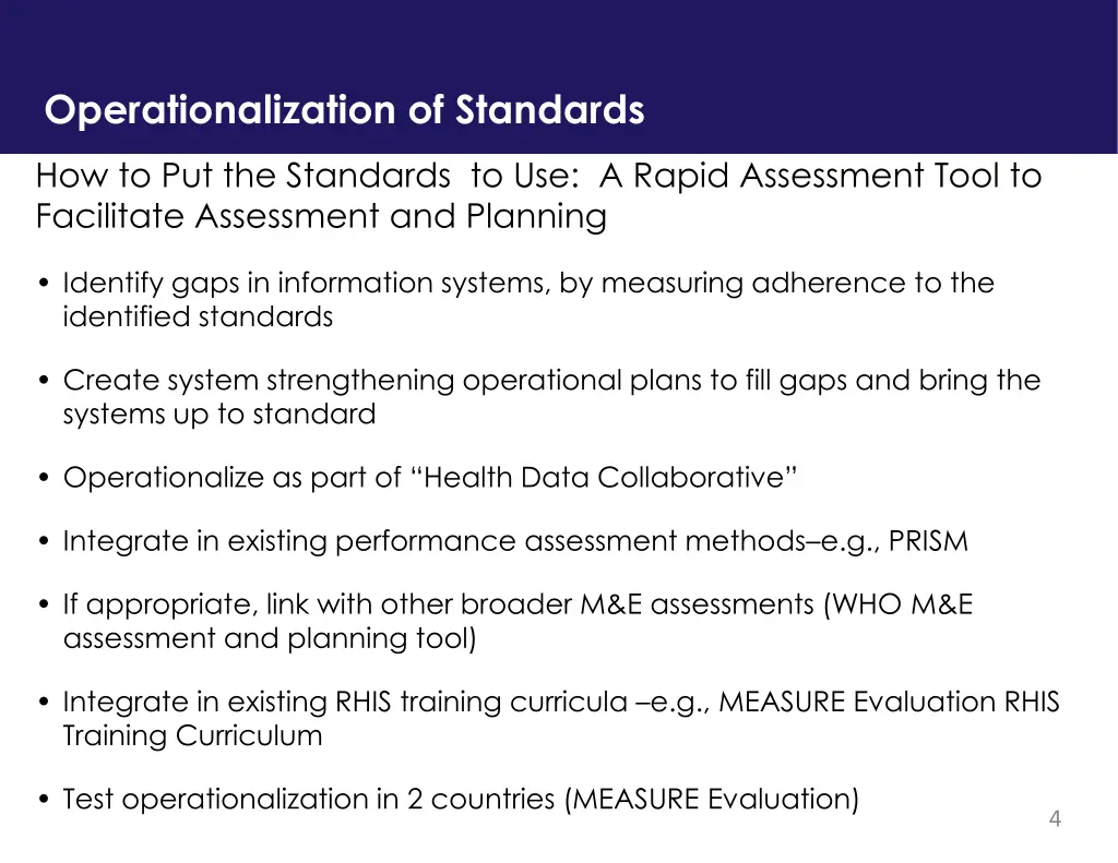 operationalization of standards