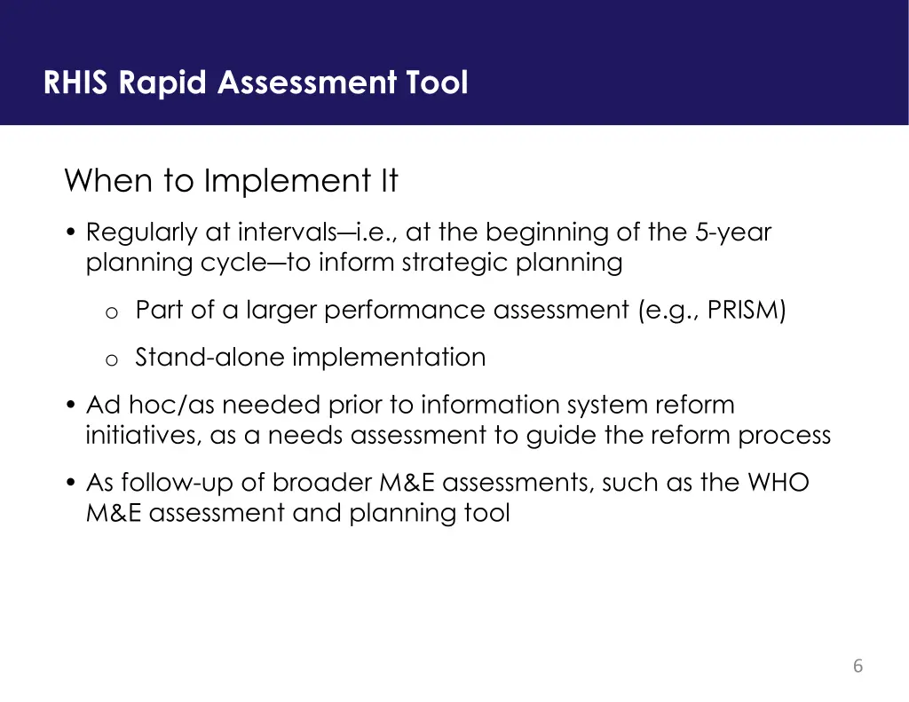 rhis rapid assessment tool