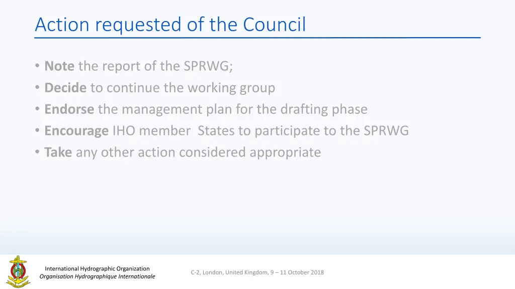 action requested of the council