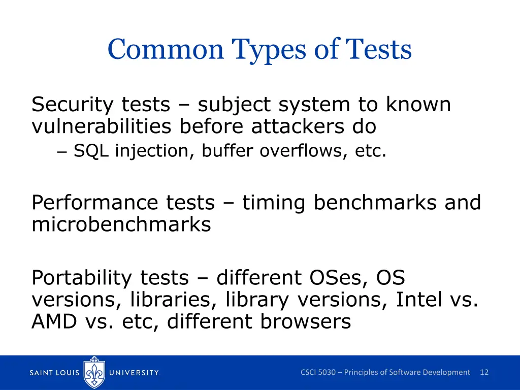 common types of tests 1