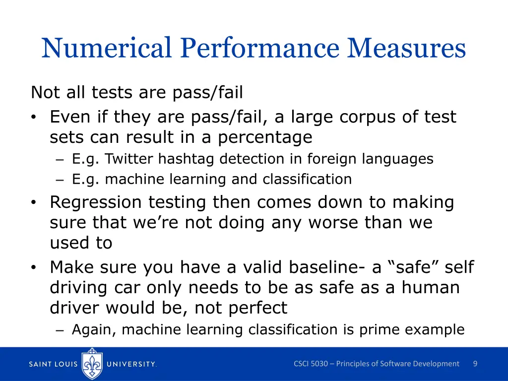 numerical performance measures