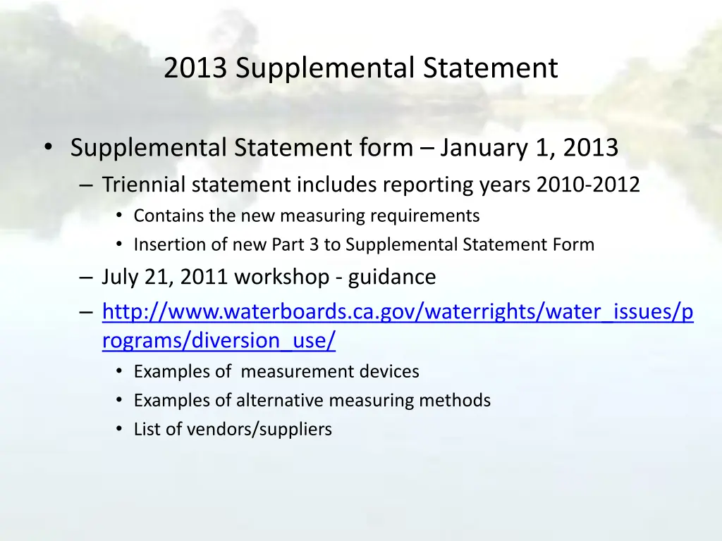 2013 supplemental statement