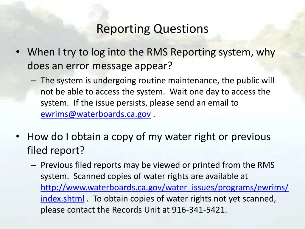 reporting questions 1
