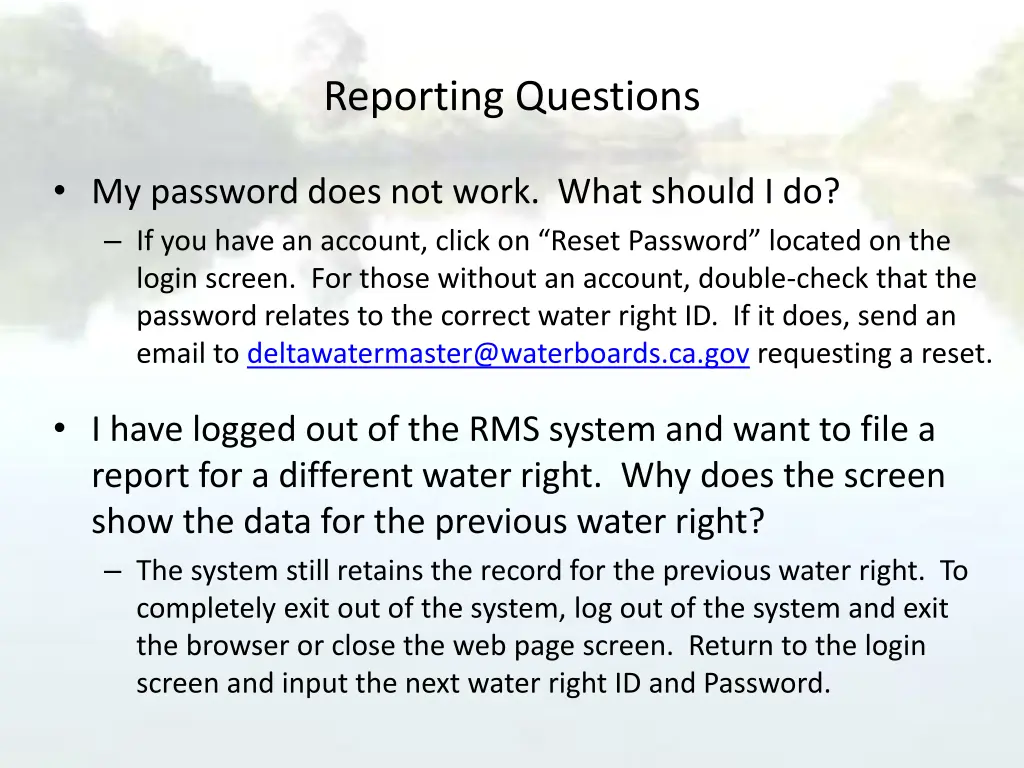 reporting questions 2