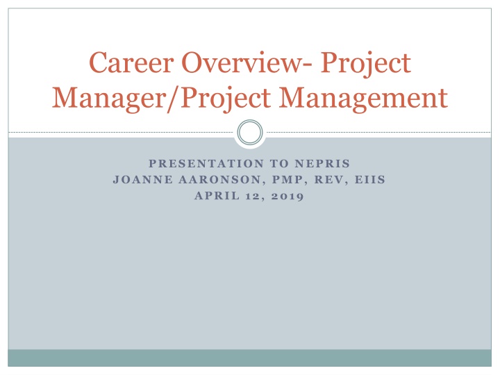 career overview project manager project management