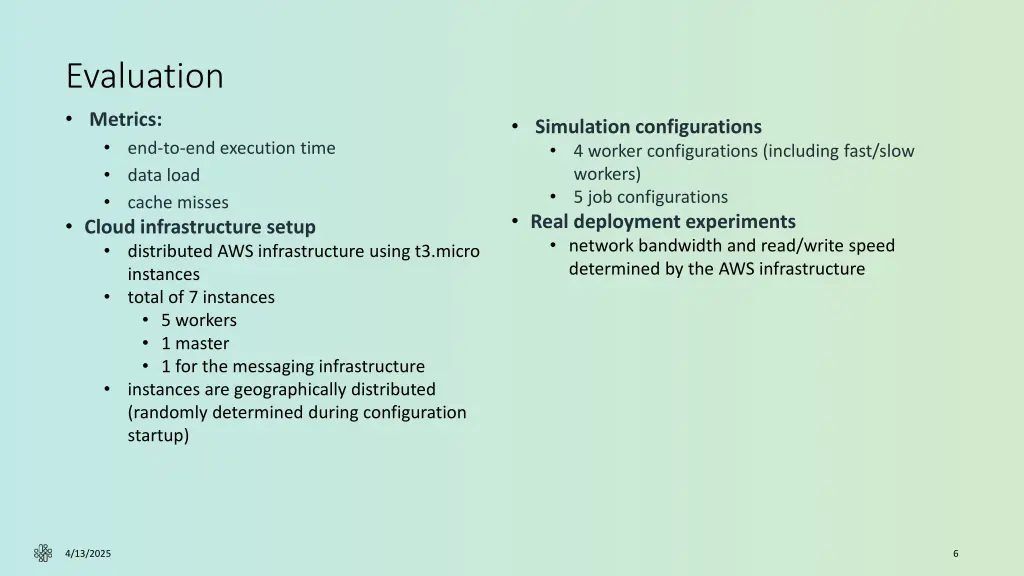 evaluation metrics end to end execution time data