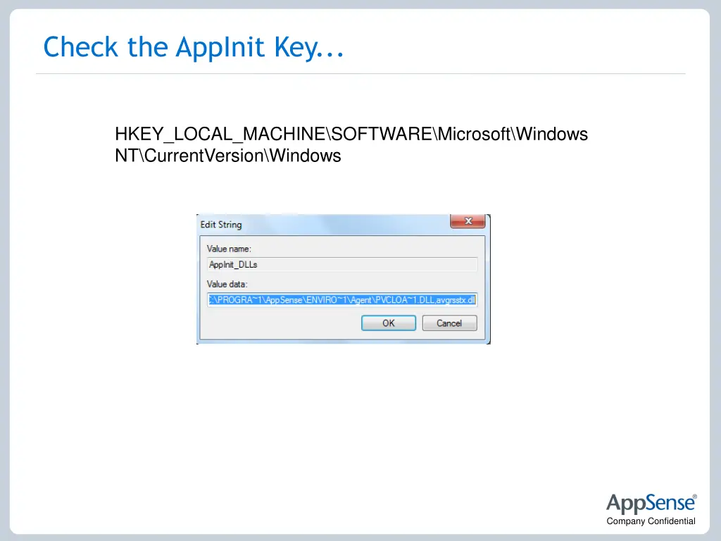 check the appinit key