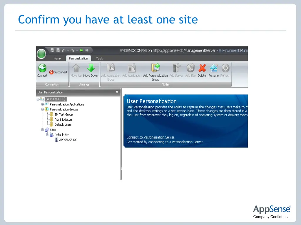 confirm you have at least one site