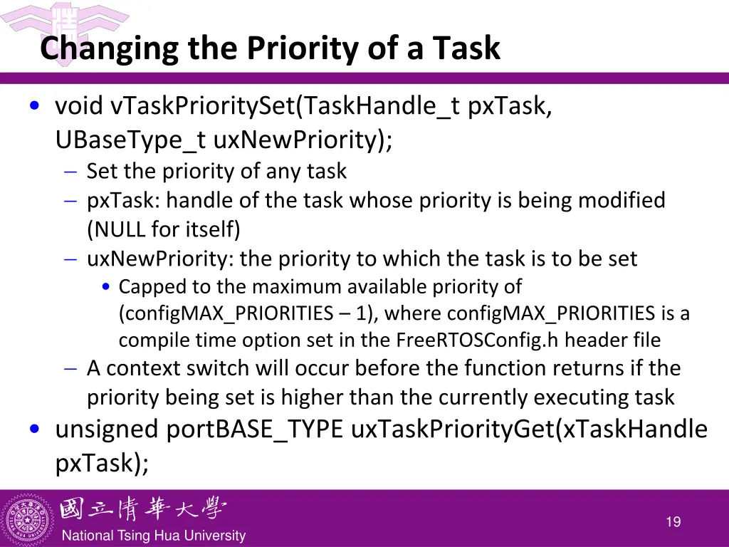 changing the priority of a task