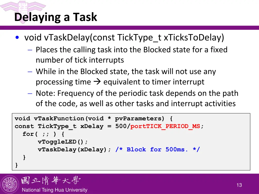 delaying a task